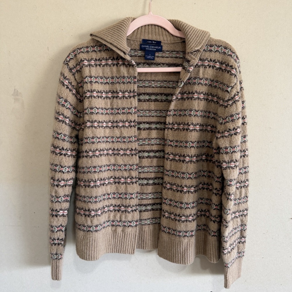 Vintage Daniel Cremieux Lambswool Fair Isle Machine Hemmed Upcycled Sweater L